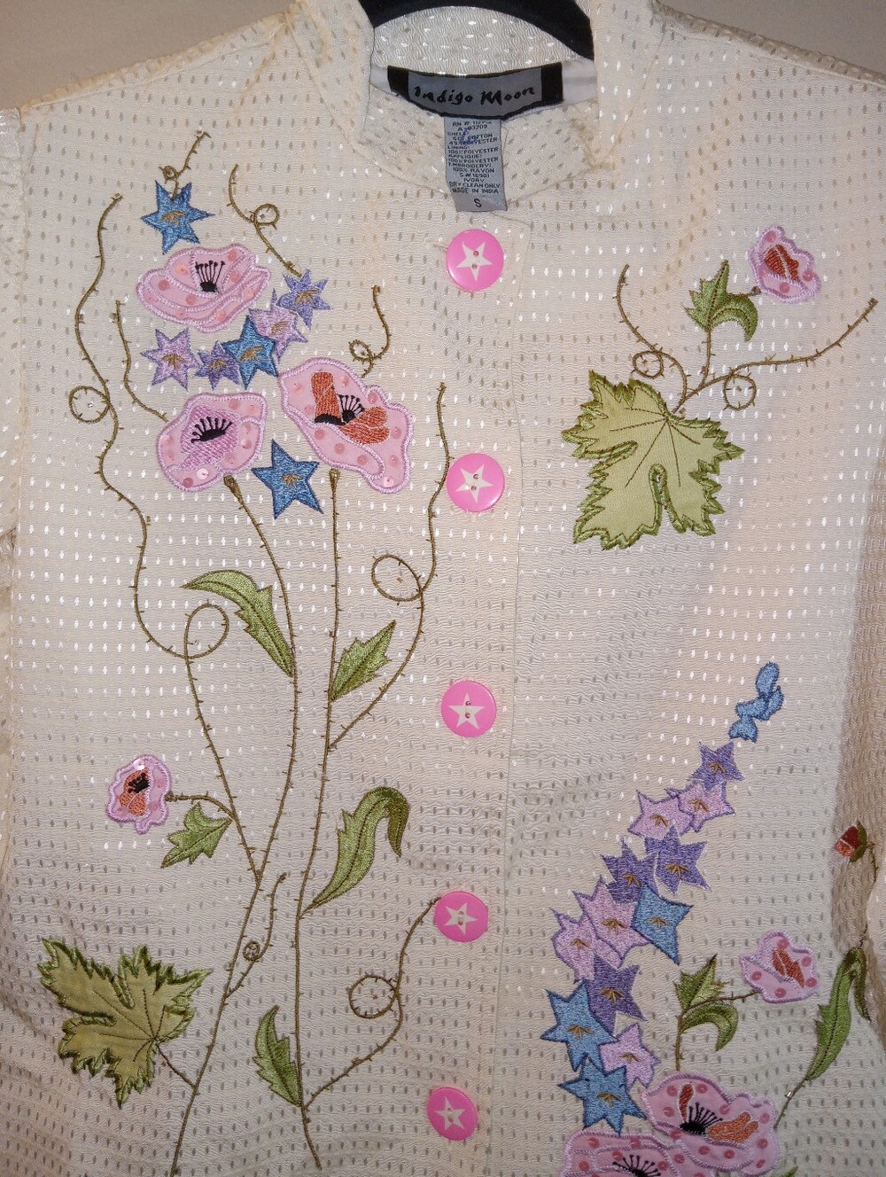 Ivory Floral Embroidered Button-Front Jacket - Picture 2 of 7